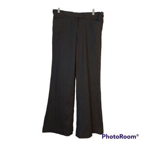 Woman's Franco Mirabelli Black with Brown Stripes Wide Leg Dress Pants